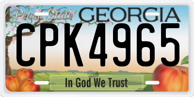 GA license plate CPK4965