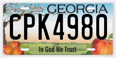 GA license plate CPK4980