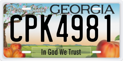 GA license plate CPK4981