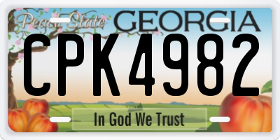 GA license plate CPK4982