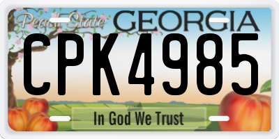 GA license plate CPK4985
