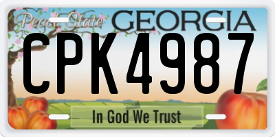 GA license plate CPK4987