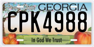 GA license plate CPK4988