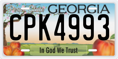GA license plate CPK4993