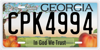 GA license plate CPK4994