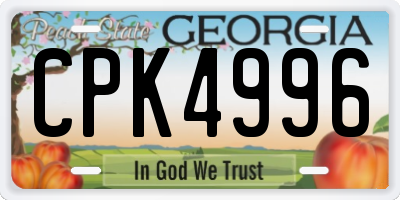 GA license plate CPK4996