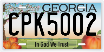 GA license plate CPK5002