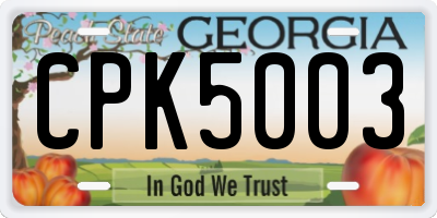 GA license plate CPK5003