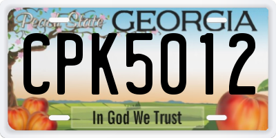 GA license plate CPK5012