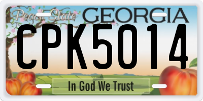 GA license plate CPK5014
