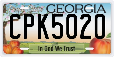 GA license plate CPK5020