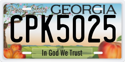 GA license plate CPK5025