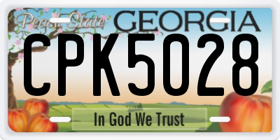 GA license plate CPK5028