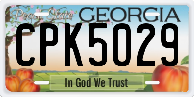 GA license plate CPK5029