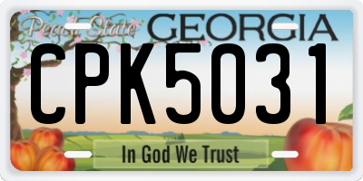GA license plate CPK5031
