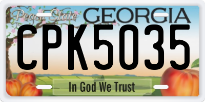 GA license plate CPK5035