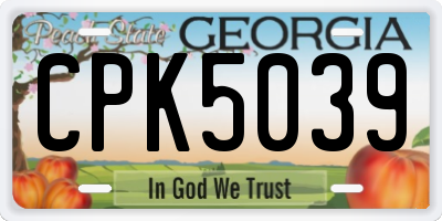 GA license plate CPK5039