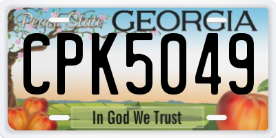 GA license plate CPK5049