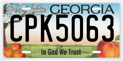 GA license plate CPK5063