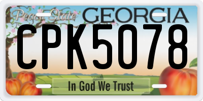GA license plate CPK5078