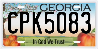 GA license plate CPK5083