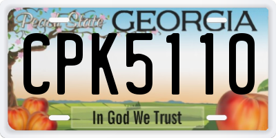 GA license plate CPK5110