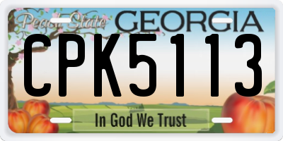 GA license plate CPK5113