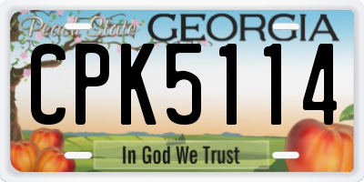 GA license plate CPK5114