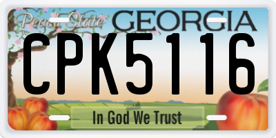 GA license plate CPK5116