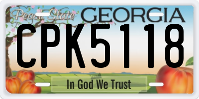 GA license plate CPK5118