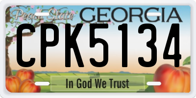 GA license plate CPK5134