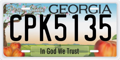 GA license plate CPK5135