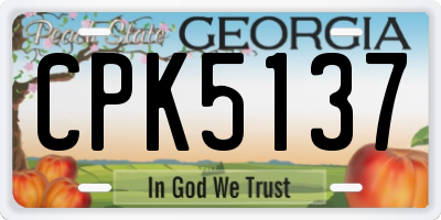 GA license plate CPK5137