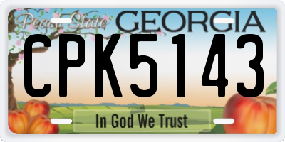 GA license plate CPK5143