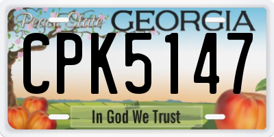 GA license plate CPK5147