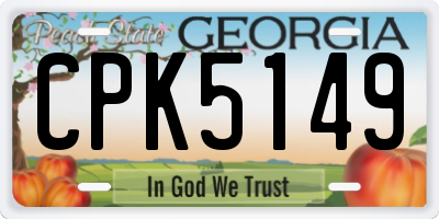 GA license plate CPK5149