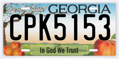 GA license plate CPK5153