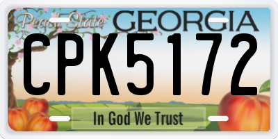 GA license plate CPK5172