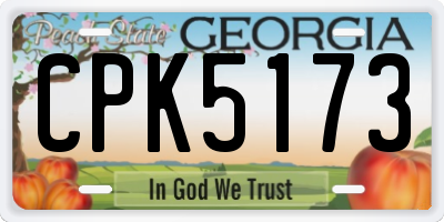 GA license plate CPK5173