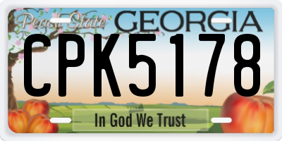 GA license plate CPK5178