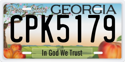 GA license plate CPK5179
