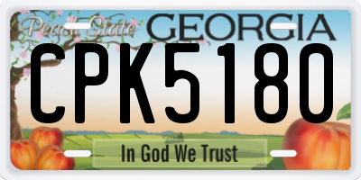 GA license plate CPK5180