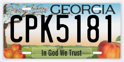 GA license plate CPK5181