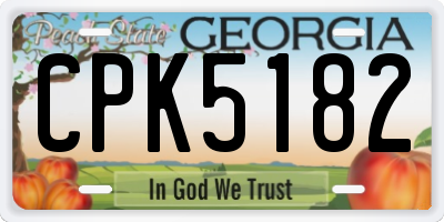 GA license plate CPK5182