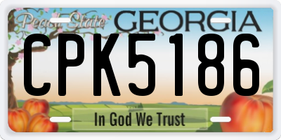 GA license plate CPK5186