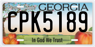 GA license plate CPK5189