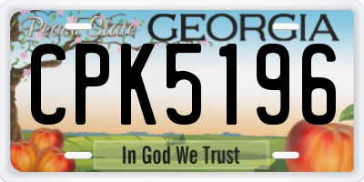 GA license plate CPK5196
