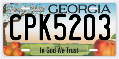 GA license plate CPK5203