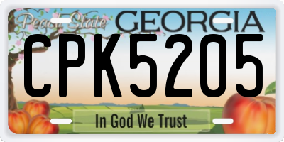 GA license plate CPK5205