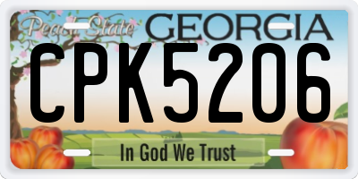 GA license plate CPK5206